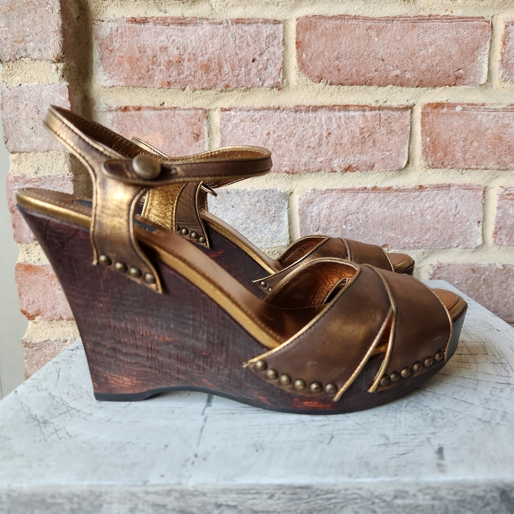 Prada Gold Bronze Wedge Size 37 - Picture 2 of 15